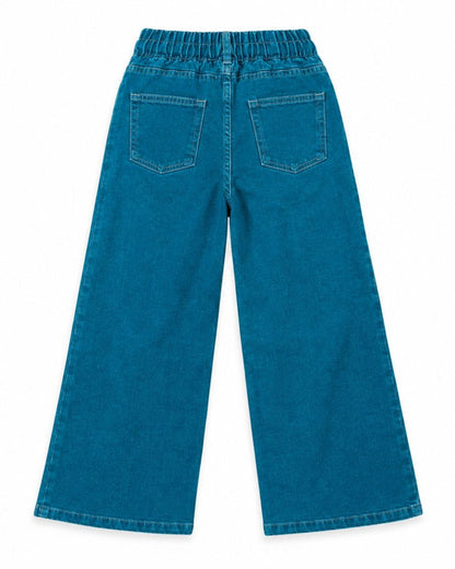 Little Flower Embroidered Wide-Leg Denim Pants