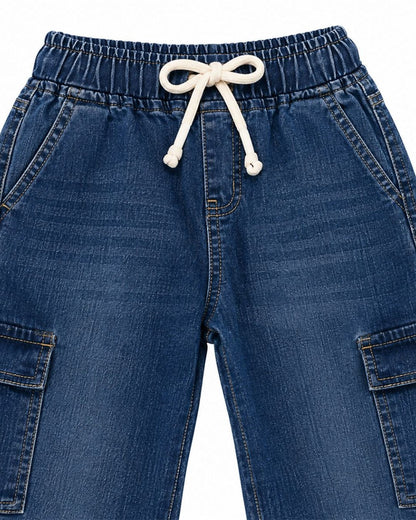 Unisex Cargo Wide-Leg Denim Pants